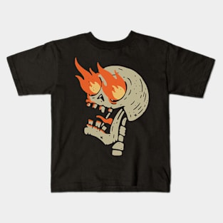 Fire Skeleton Memes Funny Kids T-Shirt